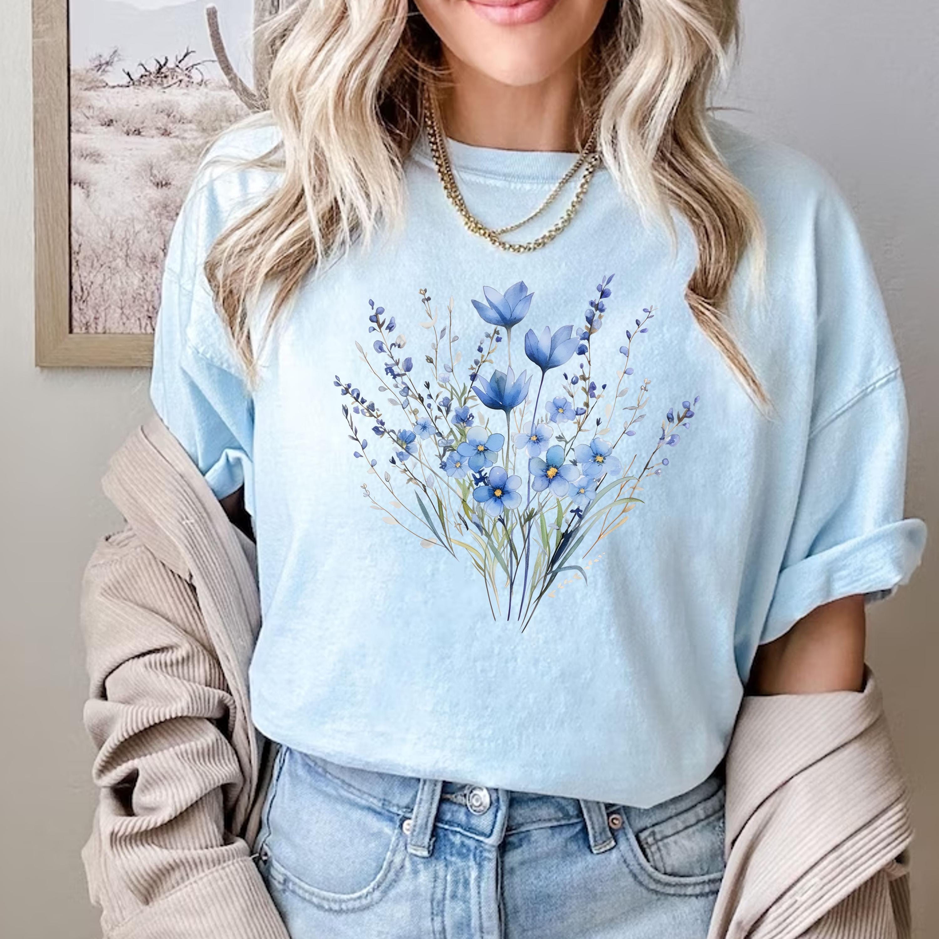 Comfort Colors Blue Flower Bouquet Shirt