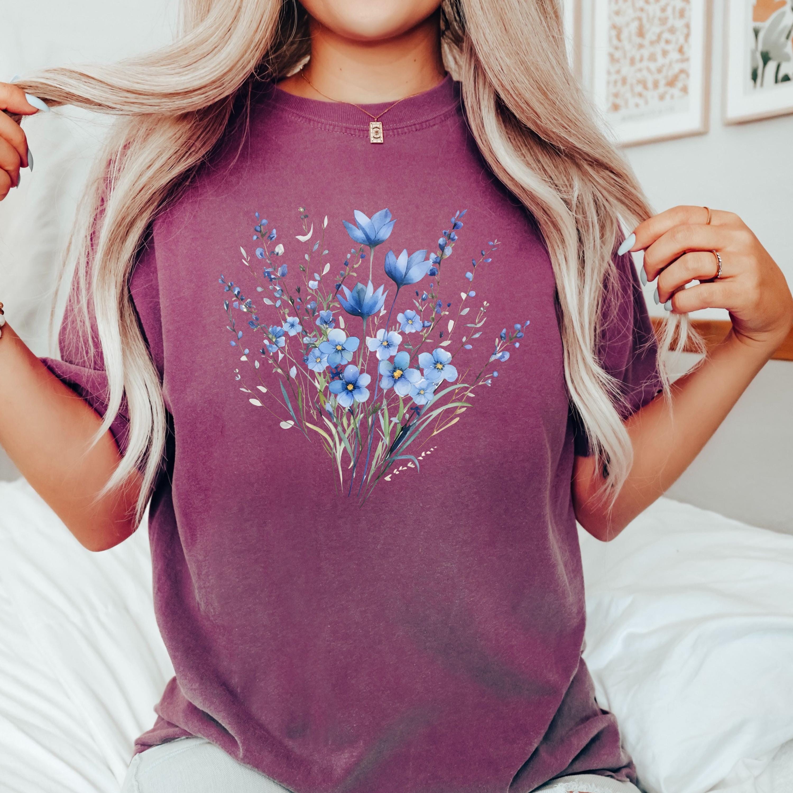 Comfort Colors Blue Flower Bouquet Shirt